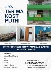 Kost Putri di Pusat Kota Pandaan | Murah | Strategis | Nyaman