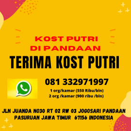 Terima kost putri /karyawati pandaan  full wifi