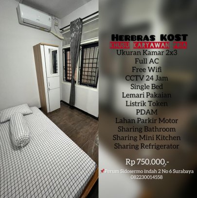 Kost Murah Fasilitas Mewah Dekat Surabaya Timur dan Selatan