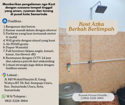 Dikontrakkan Rumah Kost Samarinda Kota KOST AZKA BERKAH NYAMAN DAN HARGA TERBAIK, WA 0821-5226-5664