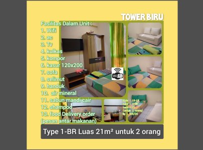 sewa apartemen modernland tangerang transit 1BR dimulai harga 120k (weekdays)