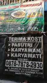 SEWA RUMAH KOSAN JAKARTA PUSAT KARIWAN KARIWATY PASUTRI AC RP1.000.000.NON AC RP700.000