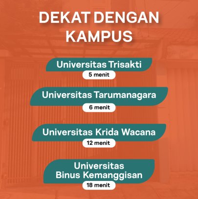 Kost Campur Mahasiswa Trisakti, Untar, Ukrida, Binus Kemanggisan & Karyawan