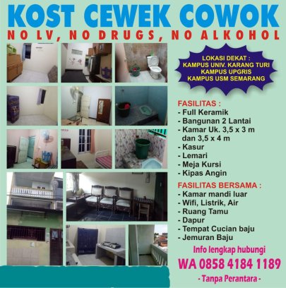 TERIMA KOST CAMPUR CEWEK COWOK AREA KOTA LAMA SEMARANG 